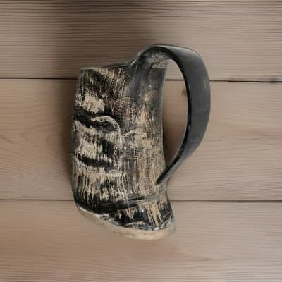 Viking Horn Drinking Mug Tankard Cup - Real Bull Horn Mug Just Like the - Thumbnail 3