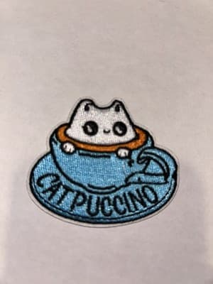 Iron On Embroidery Patch/ Catpuccino - Image 1