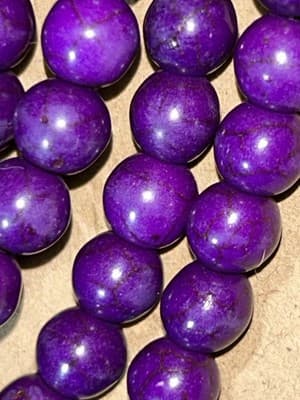 8MM Round Purple Synthetic Howlite Beads - Deep Purple Synthetic/Jewelry Making - Thumbnail 2