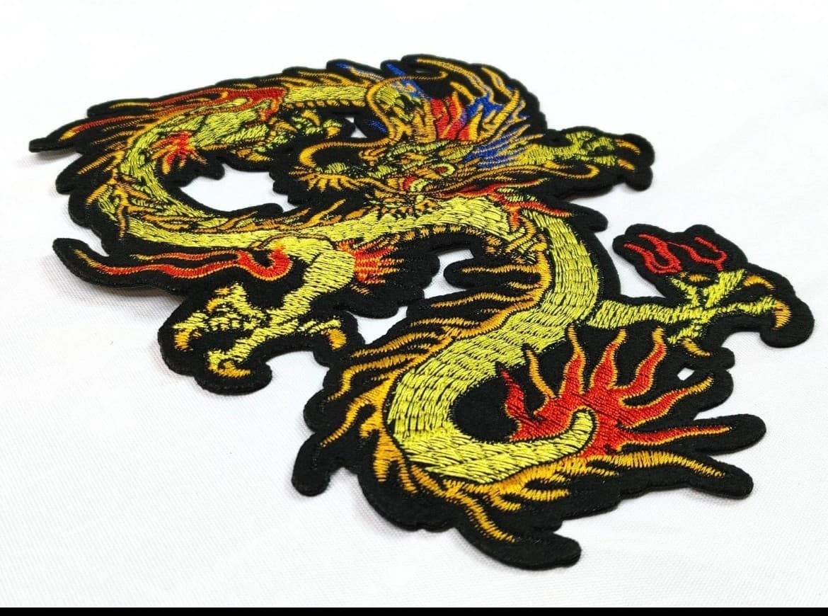 Large Coiled Chinease Dragon Patch -Sew On Type - Image 1