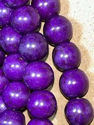 8MM Round Purple Synthetic Howlite Beads - Deep Purple Synthetic/Jewelry Making - Thumbnail 4