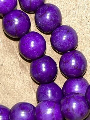 8MM Round Purple Synthetic Howlite Beads - Deep Purple Synthetic/Jewelry Making - Thumbnail 8
