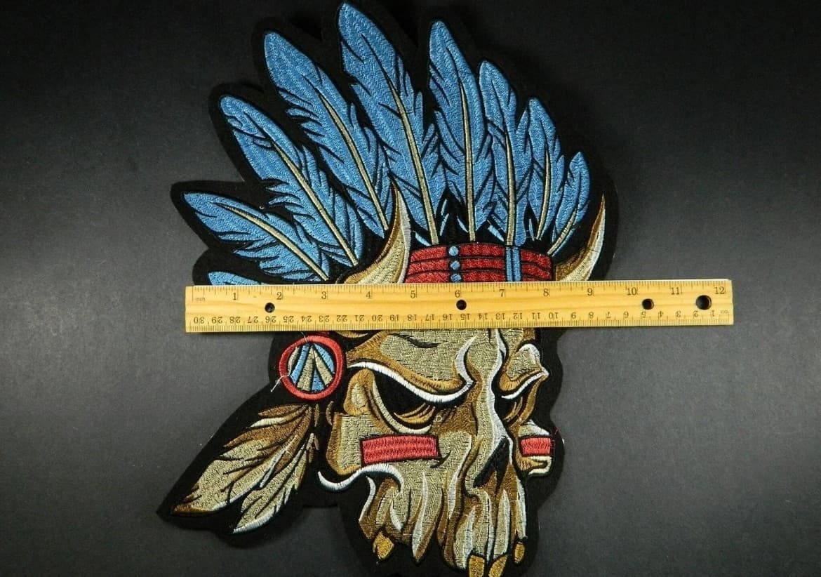 Large Native American Indian Skull Embrodery Patch-Iron-on Indian Chief - Thumbnail 3