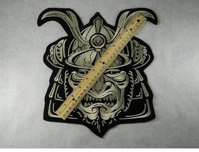 Large Two Tone Samurai Oni Embrodery Iron on Patch - Thumbnail 2