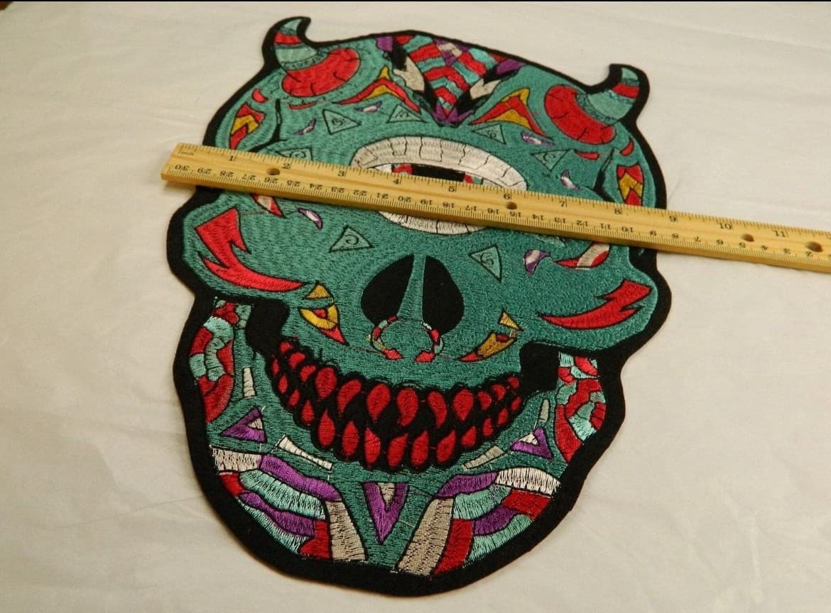 Large Cyclops Skull Patch- Embrodery Iron on Patch-Monster (13.5x8.5) - Thumbnail 3