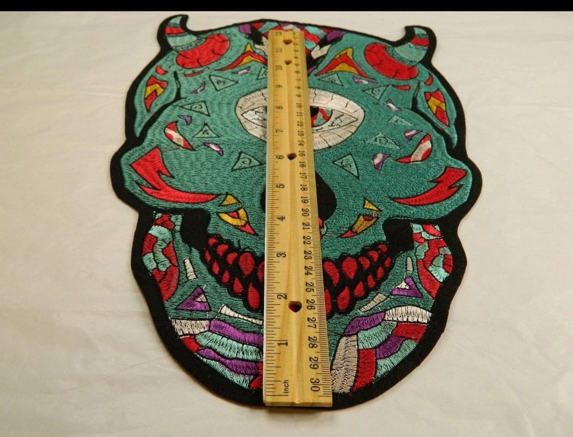 Large Cyclops Skull Patch- Embrodery Iron on Patch-Monster (13.5x8.5) - Thumbnail 2
