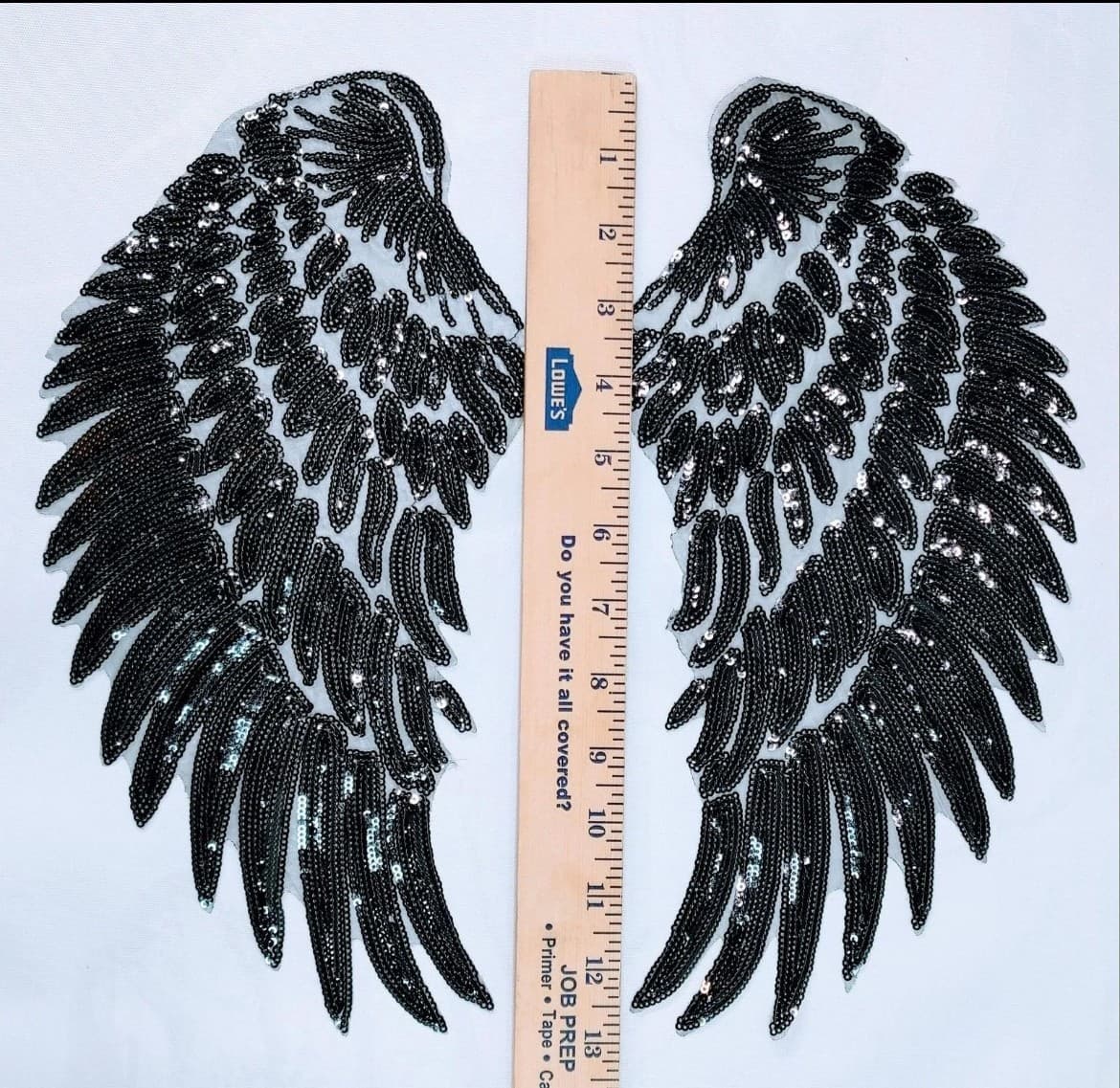 Large Black Sequin Angel Wings Embrodery Iron on Patch - Thumbnail 3