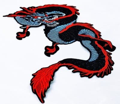Massive Coiled Chinese Dragon Embroidered Iron-On Patch - Image 1