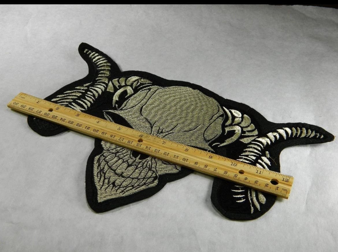 Large Hells Demond r Embrodery Iron on Patch- Big Demonic Demond Tattoo Series - Thumbnail 2