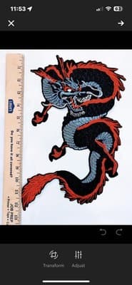 Massive Coiled Chinese Dragon Embroidered Iron-On Patch - Thumbnail 2