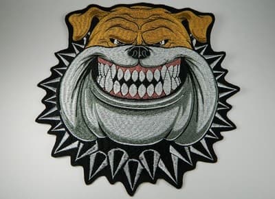 Large Bulldog Head Iron-On Patch – Embroidered Dog Applique (9.8x9.8" inches) - Image 1