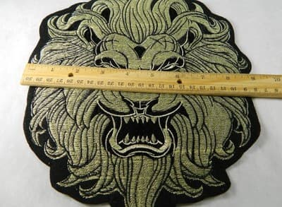 Large Golden Lion Embroidered Iron-On Patch – Big Cat Applique - Thumbnail 2