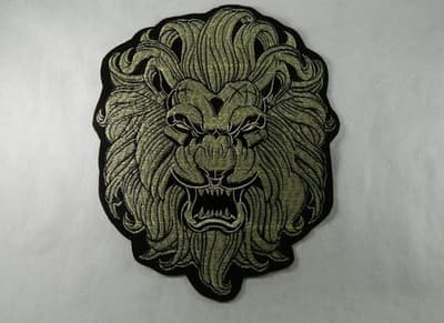 Large Golden Lion Embroidered Iron-On Patch – Big Cat Applique - Image 1