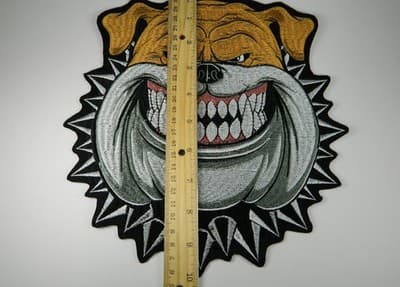 Large Bulldog Head Iron-On Patch – Embroidered Dog Applique (9.8x9.8" inches) - Thumbnail 3