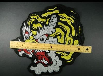 Large Embroidered Tiger Patch – Yellow & Black Iron-On Applique - Thumbnail 2