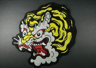 Large Embroidered Tiger Patch – Yellow & Black Iron-On Applique - Image 1