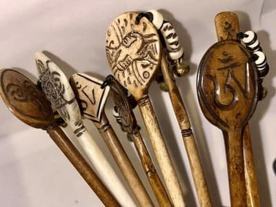 Authentic Handmade Buffalo Horn Hair Pin- Himalayan - Image 1