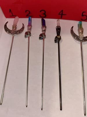 Raw Chrystal Skull Head- Skull Hair Stick - Thumbnail 2