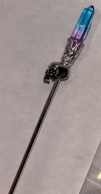 Raw Chrystal Skull Head- Skull Hair Stick - Thumbnail 3