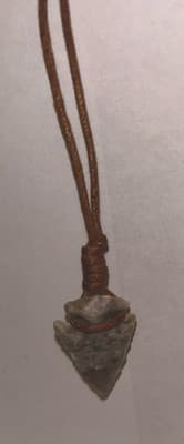 Hand Made Chert Arrow Head Pendant Necklace - Image 1