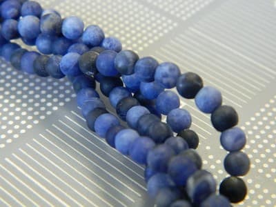 4MM Blue Frosted Sodalite Beads - Frosted Beads - Natural Sodalite Gemstone - Thumbnail 2