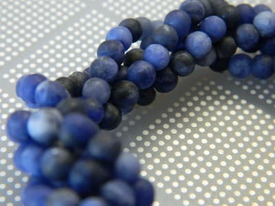 4MM Blue Frosted Sodalite Beads - Frosted Beads - Natural Sodalite Gemstone - Thumbnail 3