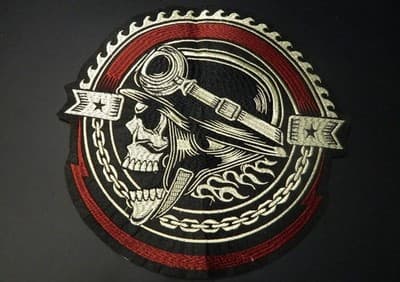 Massive 12”x12” Biker Skull Embrodery Iron on Patch - Steampunk- Gears - Image 1