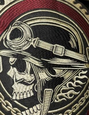 Massive 12”x12” Biker Skull Embrodery Iron on Patch - Steampunk- Gears - Thumbnail 2