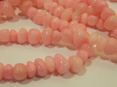7-10MM Cotton Candy Pink Jade Gemstone Pebble Beads - 25 Beads - Thumbnail 3