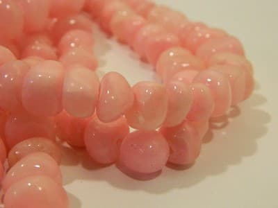 7-10MM Cotton Candy Pink Jade Gemstone Pebble Beads - 25 Beads - Thumbnail 2
