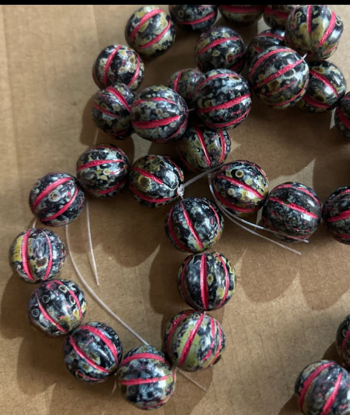 20mm Glass Melon Beads From Czech Republic - Thumbnail 2