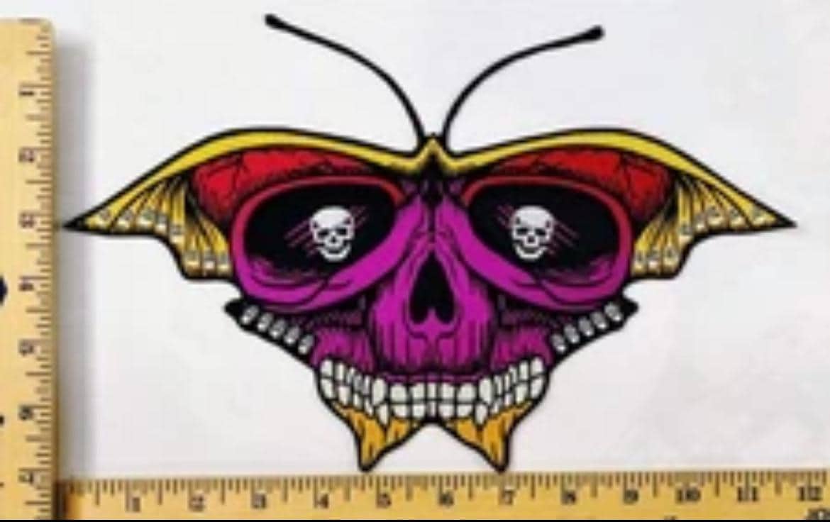Embroidery Large skull butterfly 12” Iron on Patch - Thumbnail 2