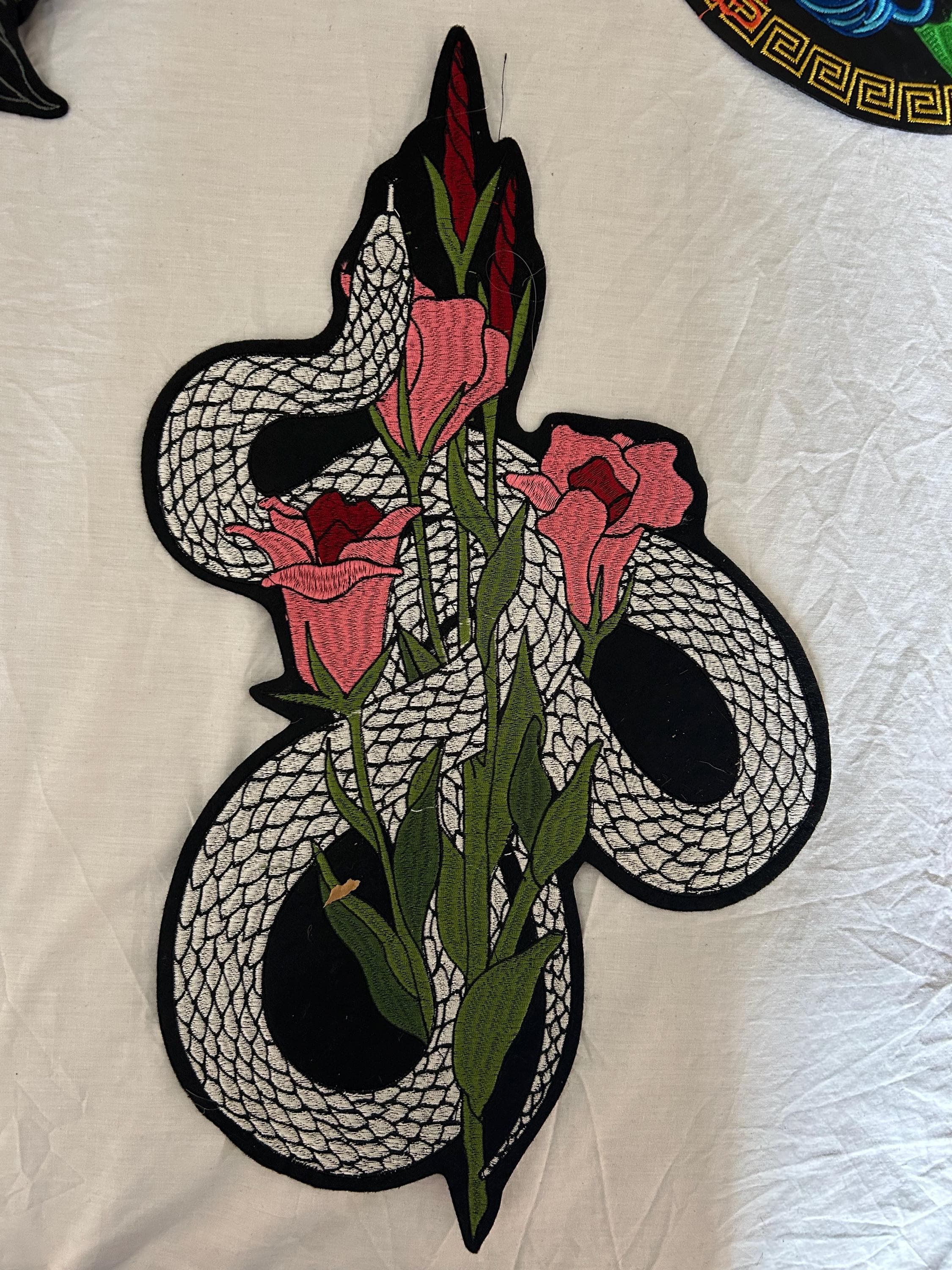 14” Snake Patch - Large Embroidered Iron-On Design - Image 1
