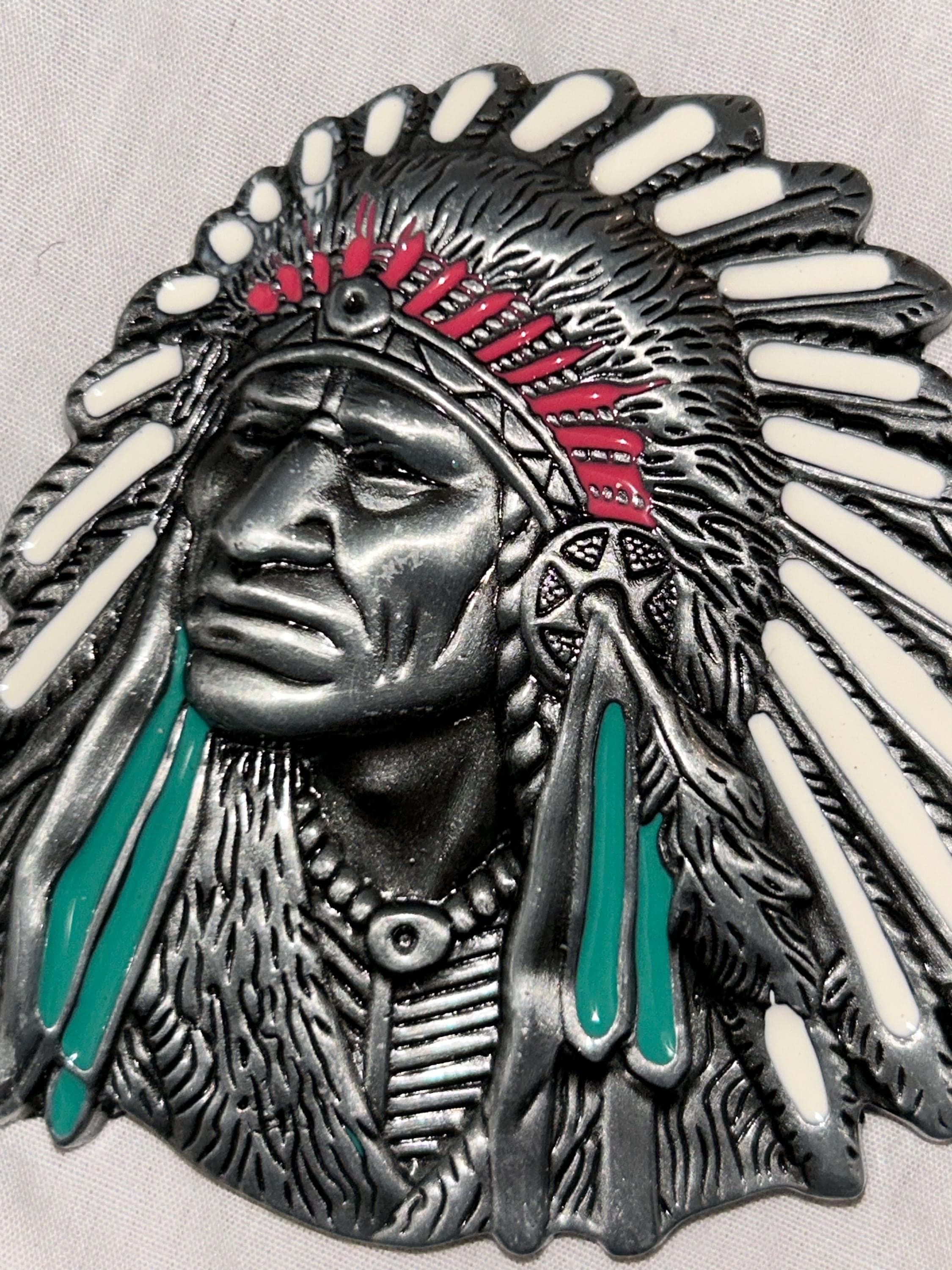 Indian Chief Metal Belt Buckle. -3 1/2”x 3” - Image 1