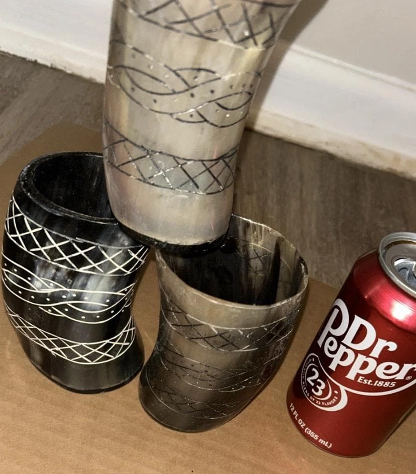 Viking Style Hand-Carved Drinking Horn Flagon - Thumbnail 3