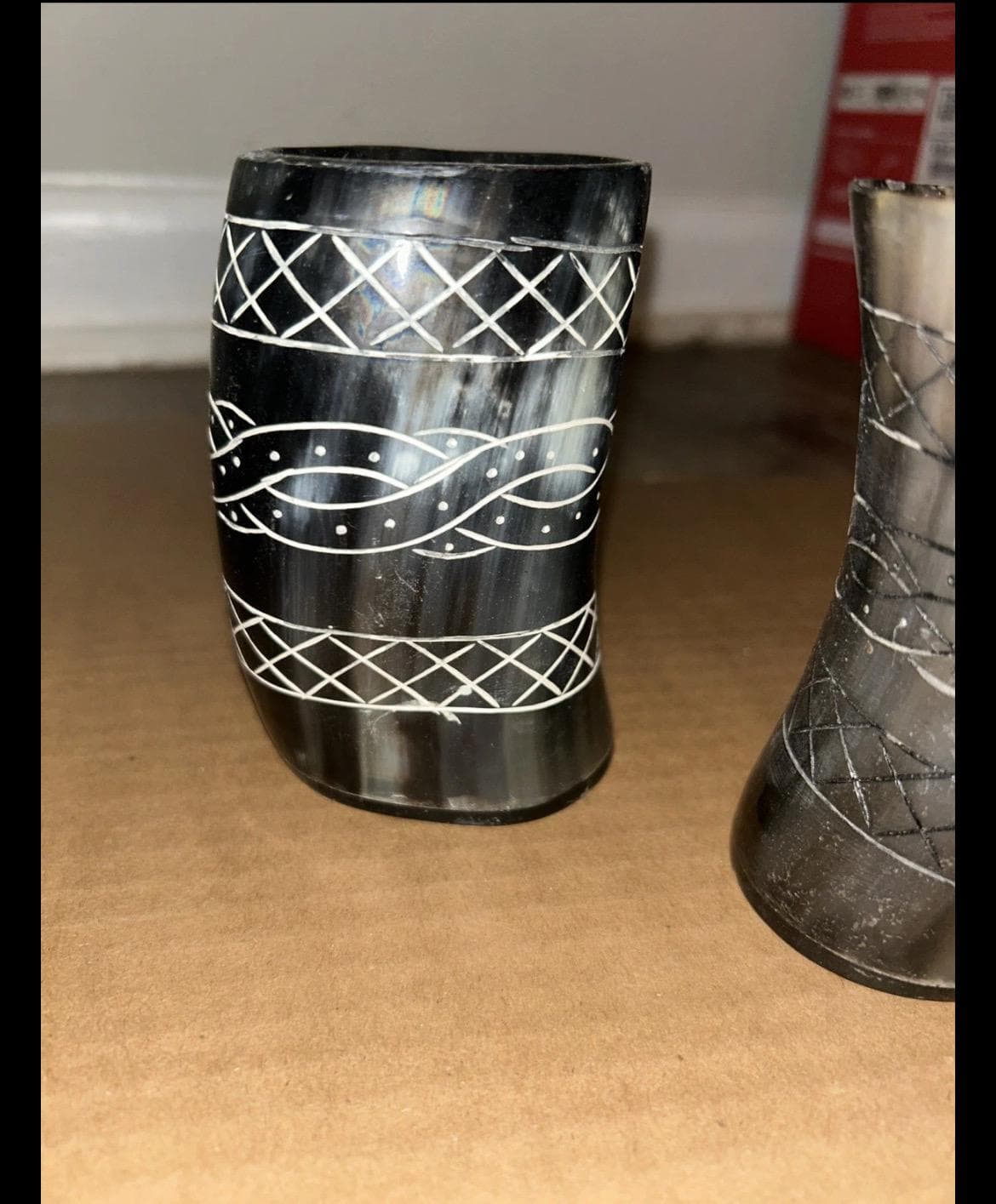 Viking Style Hand-Carved Drinking Horn Flagon - Thumbnail 5