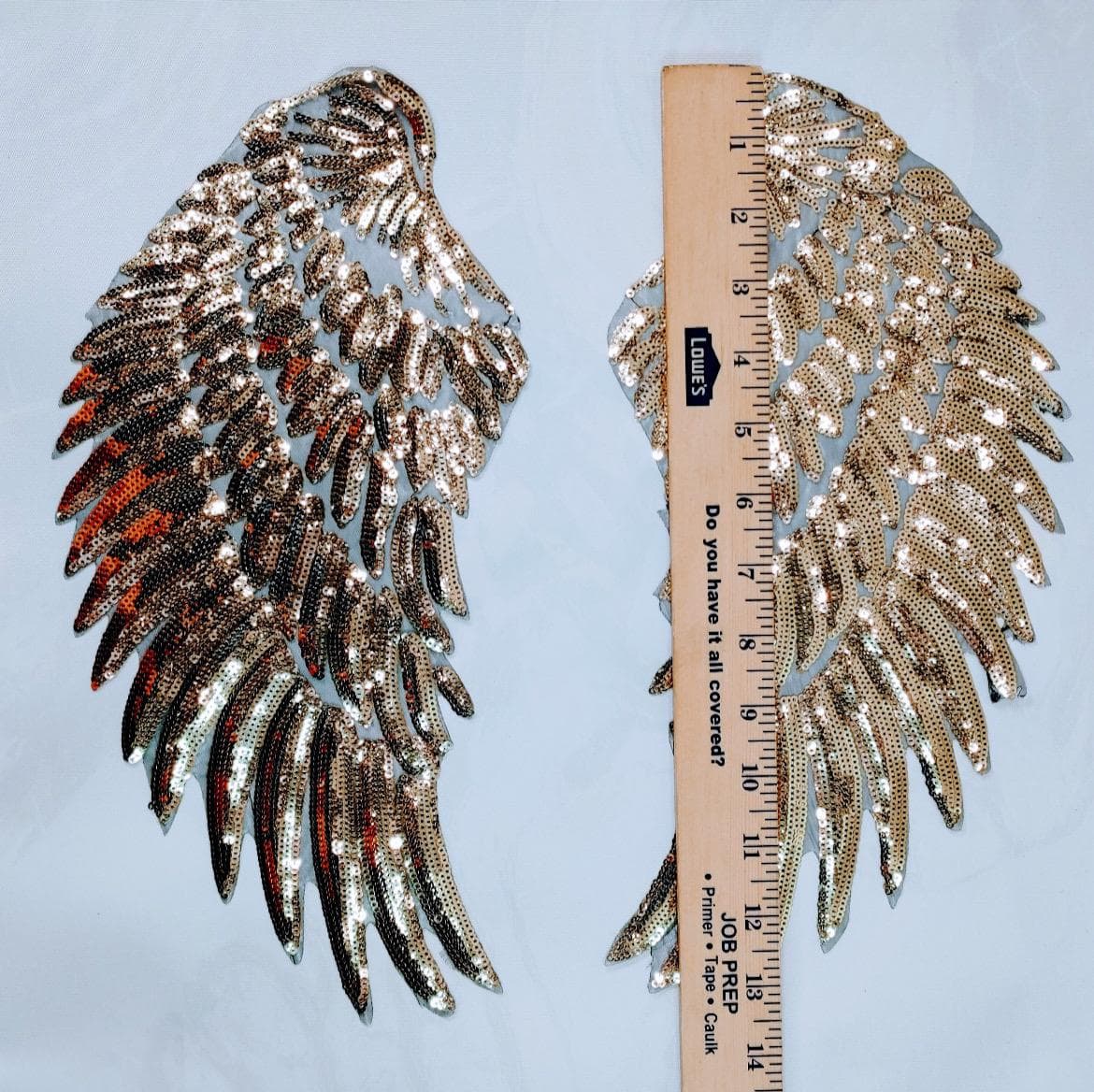 Gold Sequin Angel Wings Embroidery Patch - Iron On Back Patch (32x30cm) - Thumbnail 3