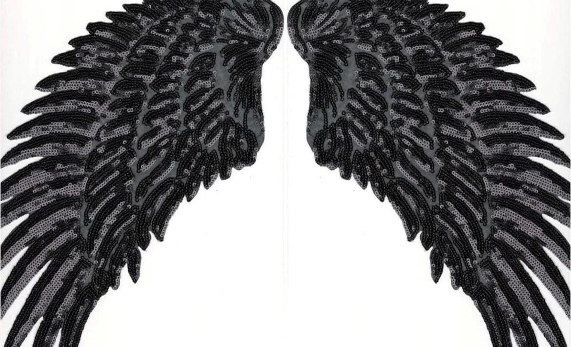 Gold Sequin Angel Wings Embroidery Patch - Iron On Back Patch (32x30cm) - Thumbnail 11