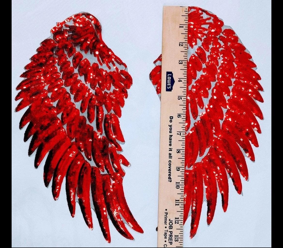 Gold Sequin Angel Wings Embroidery Patch - Iron On Back Patch (32x30cm) - Thumbnail 14