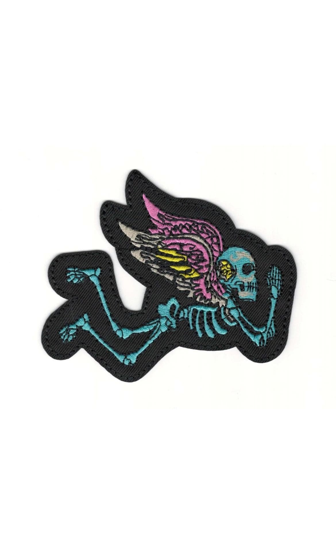 Dark Energy Skeleton Angel Embroidered Patch – Iron On Applique 3.7”x4.5” - Image 1