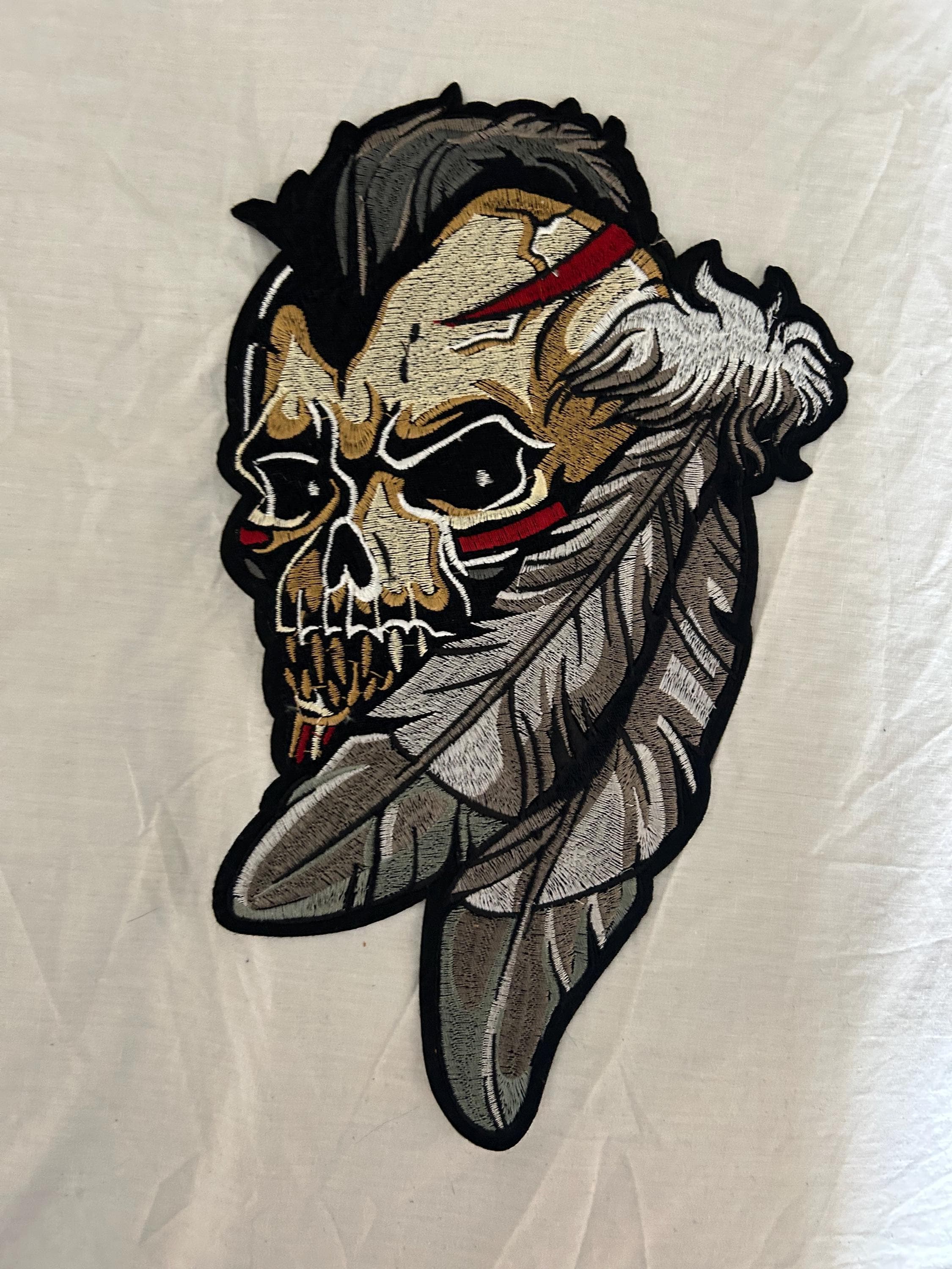 Native American Indian Warrior Large Embroidered Iron on patch 12” patch - Image 1