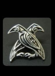 Huginn & Muninn Odin's Ravens Enamel Pin - Norse Viking Mythology Badge - Thumbnail 2