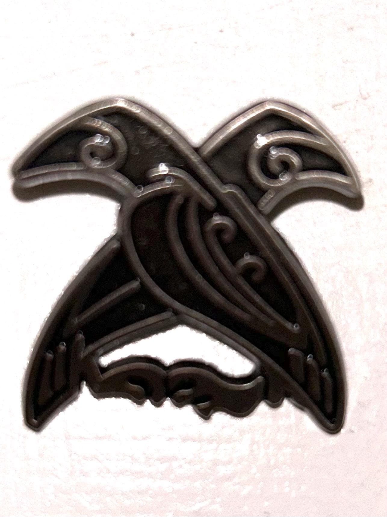 Huginn & Muninn Odin's Ravens Enamel Pin - Norse Viking Mythology Badge - Image 1
