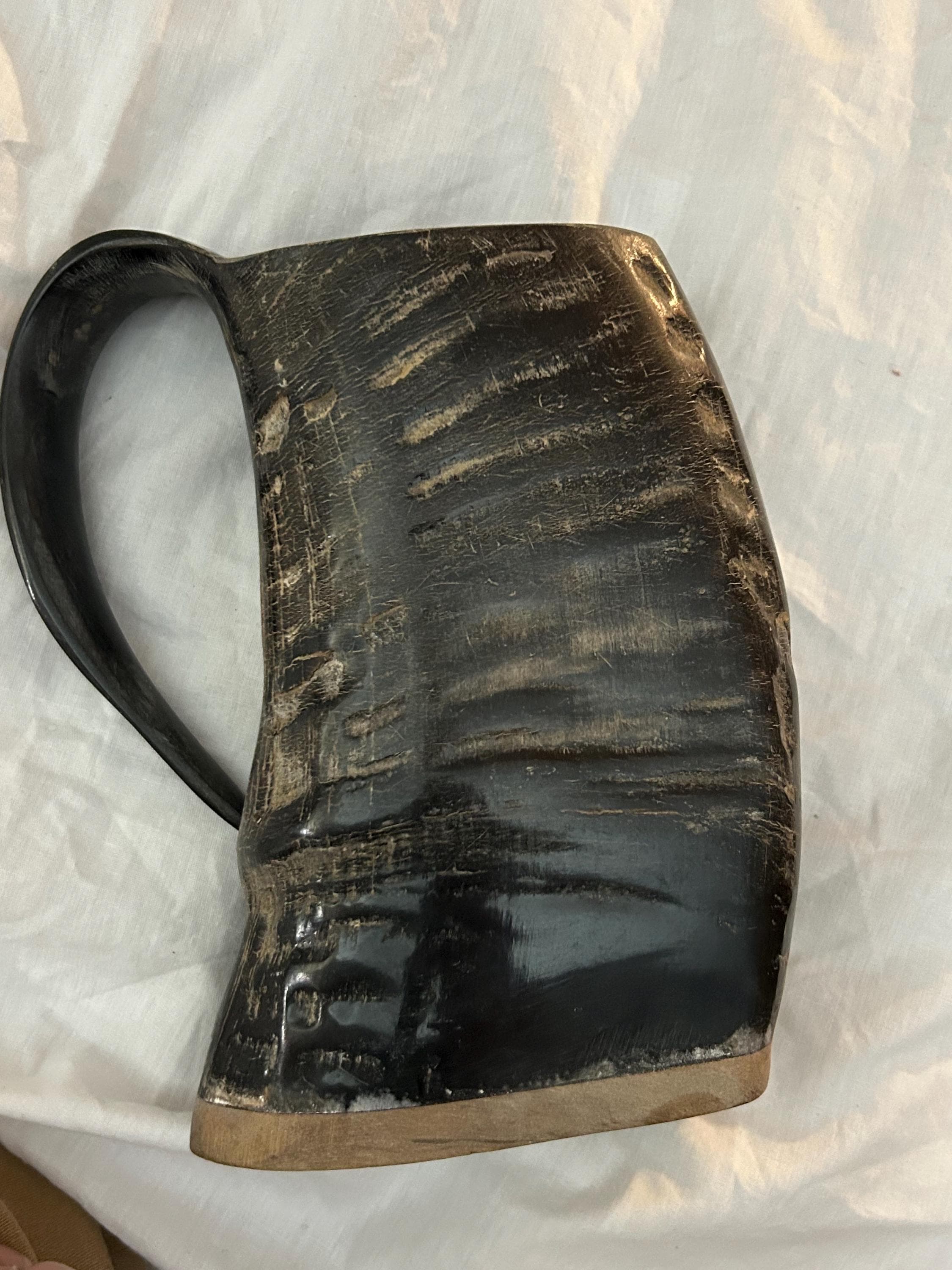 Rustic Viking Bull Horn Mug: Handcrafted Drinking Tankard - Image 1