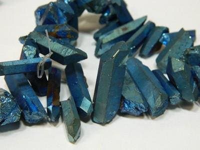 Dusky Green Quartz Beads, Stick Shape (Titanium Coated, Small Size) - Thumbnail 4