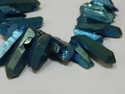 Dusky Green Quartz Beads, Stick Shape (Titanium Coated, Small Size) - Thumbnail 9