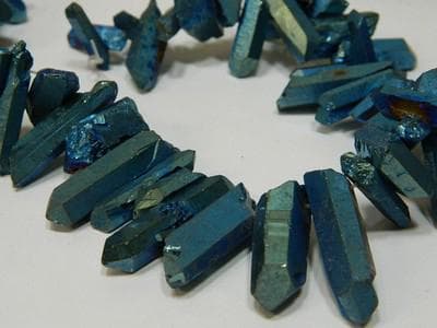 Dusky Green Quartz Beads, Stick Shape (Titanium Coated, Small Size) - Thumbnail 6