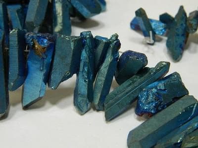 Dusky Green Quartz Beads, Stick Shape (Titanium Coated, Small Size) - Thumbnail 8