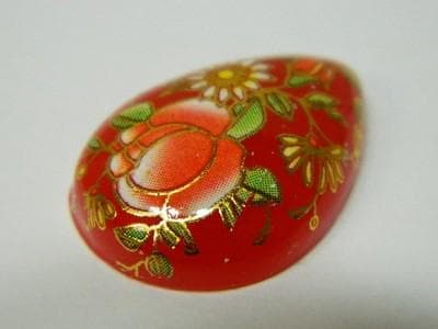 Floral Glass Cabochons: Vintage Red Prints (Teardrop, 3pcs) - Thumbnail 8
