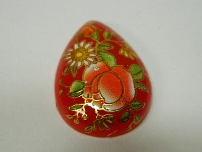 Floral Glass Cabochons: Vintage Red Prints (Teardrop, 3pcs) - Thumbnail 6
